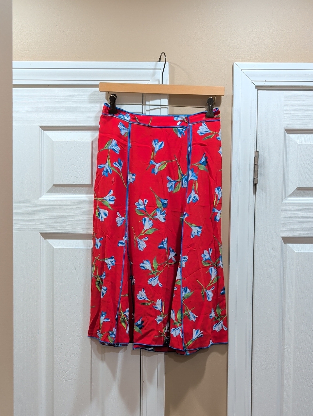 Rag & Bone Red Floral A-Line Skirt